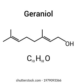 chemical structure of geraniol (C10H18O)