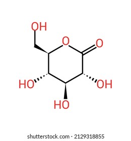 chemical structure of Glucono delta-lactone (C6H10O6)