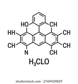 Chemical structure of harman with a hydrochloric acid molecule nearby