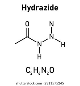 Estructura química de Hydrazide (C2H6N2O). Recursos químicos para profesores y estudiantes. Ilustración vectorial aislada en fondo blanco.