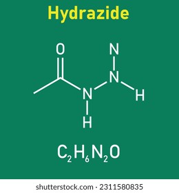 Chemical structure of Hydrazide (C2H6N2O). Chemical resources for teachers and students. Vector illustration isolated on white background.