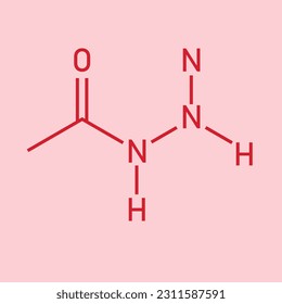 Chemical structure of Hydrazide (C2H6N2O). Chemical resources for teachers and students. Vector illustration isolated on white background.