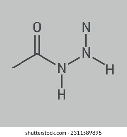 Chemical structure of Hydrazide (C2H6N2O). Chemical resources for teachers and students. Vector illustration isolated on white background.