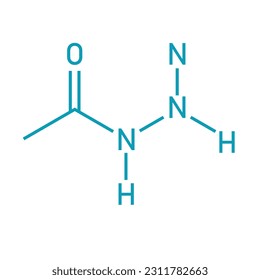 Chemical structure of Hydrazide (C2H6N2O). Chemical resources for teachers and students. Vector illustration isolated on white background.