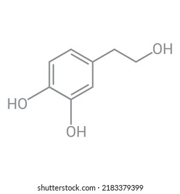 chemical structure of Hydroxytyrosol (C8H10O3)