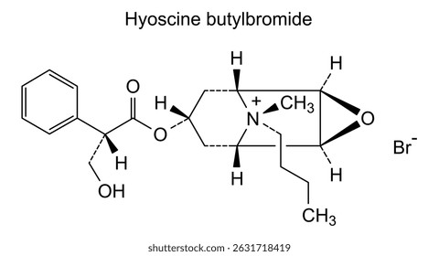Estrutura química do butilbrometo de hioscina, substância medicamentosa