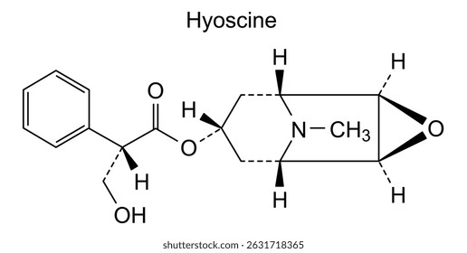Estrutura química da hioscina, substância medicamentosa