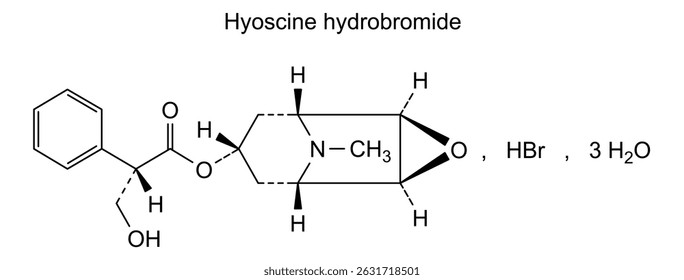 Estrutura química do bromidrato de hioscina, substância medicamentosa