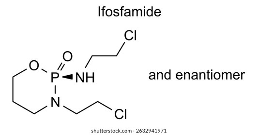 Estrutura química da ifosfamida, substância medicamentosa