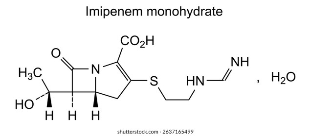 Chemical structure of imipenem monohydrate, drug substance
