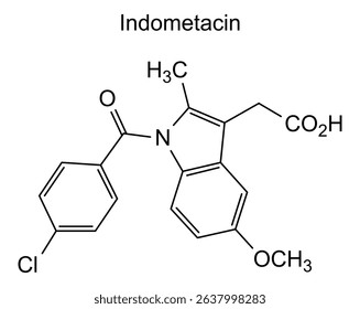 Chemical structure of indometacin, drug substance
