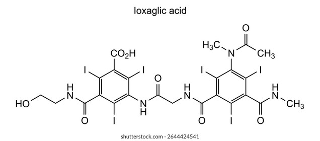 Chemical structure of ioxaglic acid, drug substance