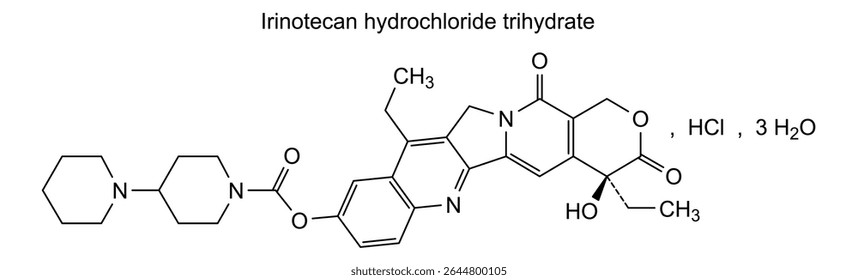 Chemical structure of irinotecan hydrochloride trihydrate, drug substance
