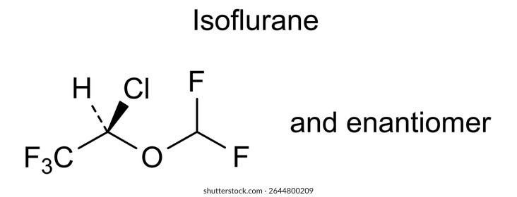 Chemical structure of isoflurane, drug substance