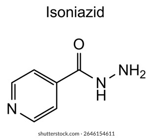 Estrutura química da isoniazida, substância medicamentosa