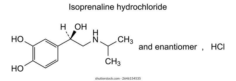Estrutura química do cloridrato de isoprenalina, substância medicamentosa