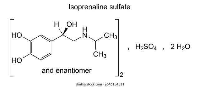 Estrutura química do sulfato de isoprenalina, substância medicamentosa