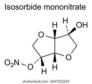 Estrutura química do mononitrato de isossorbido, substância medicamentosa