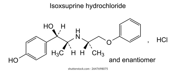 Estrutura química do cloridrato de isoxsuprina, substância medicamentosa