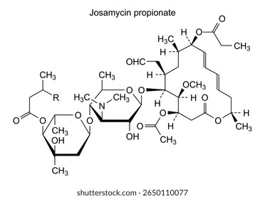 Chemical structure of josamycin propionate, drug substance