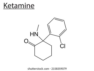 A chemical structure of Ketamine on a white background 
