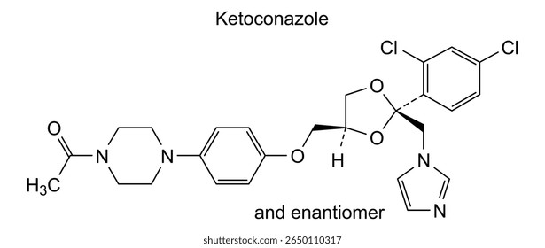 Estrutura química do cetoconazol, substância medicamentosa