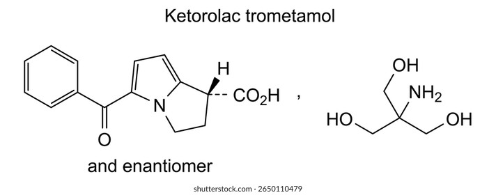 Estrutura química do cetorolac trometamol, substância medicamentosa