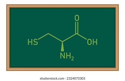 Chemical structure of L-cysteine (C3H7NO2S). Chemical resources for teachers and students. Physics resources for teachers and students.