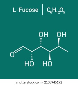 chemical structure of L-Fucose (C6H12O5)