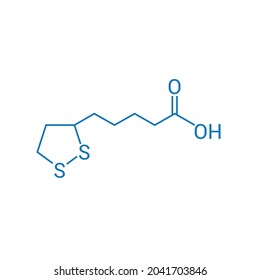 chemical structure of Lipoic acid (C8H14O2S2)