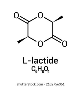 chemical structure of L-lactide (C6H8O4)