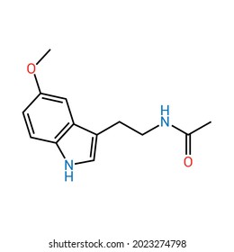 chemical structure of Melatonin (C13H16N2O2)