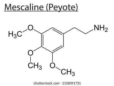 A chemical structure of Mescaline (Peyote) on a white background 