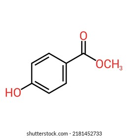 chemical structure of Methylparaben (C8H8O3)