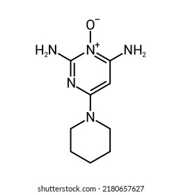 Chemical Structure Of Minoxidil (C9H15N5O)