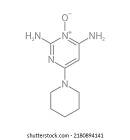 Chemical Structure Of Minoxidil (C9H15N5O)