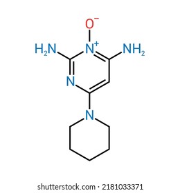 Chemical Structure Of Minoxidil (C9H15N5O)