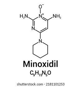 Chemical Structure Of Minoxidil (C9H15N5O)