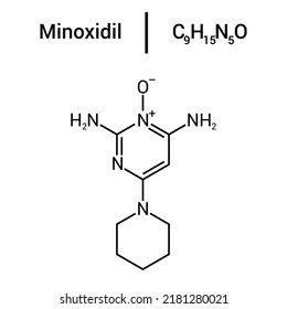 Chemical Structure Of Minoxidil (C9H15N5O)