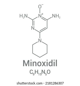 Chemical Structure Of Minoxidil (C9H15N5O)