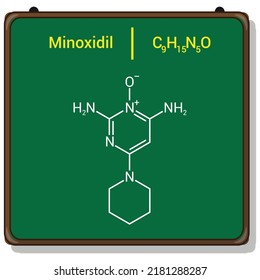 Chemical Structure Of Minoxidil (C9H15N5O)