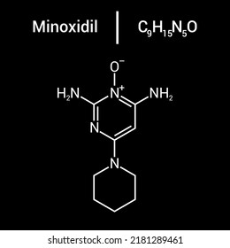 Chemical Structure Of Minoxidil (C9H15N5O)