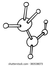 chemical structure model / cartoon vector and illustration, black and white, hand drawn, sketch style, isolated on white background.