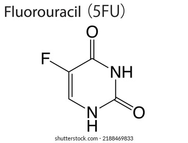 Chemical structure molecule of anticancer drug Fluorouracil 5FU