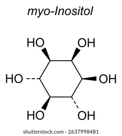 Chemical structure of myo-inositol, drug substance