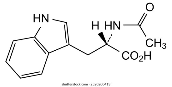 Estrutura química do N-acetiltriptofano, substância medicamentosa