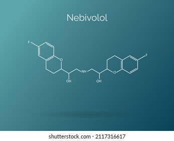 Chemical structure of Nebivolol. Drug for kidney disease. 