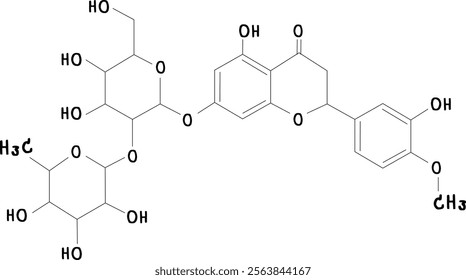 chemical structure of Neohespiridin  illustration on transparency background