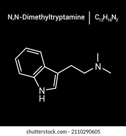 chemical structure of N,N-Dimethyltryptamine (C12H16N2)