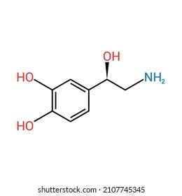 chemical structure of Norepinephrine (C8H11NO3)